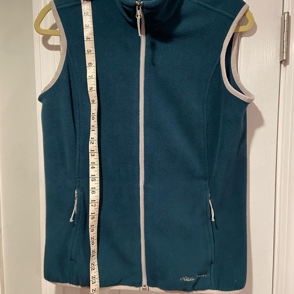 Eddie Bauer Women’s Full Zip Mock Neck Teal Fleece Vest Zip Pockets Size S - Picture 8 of 10